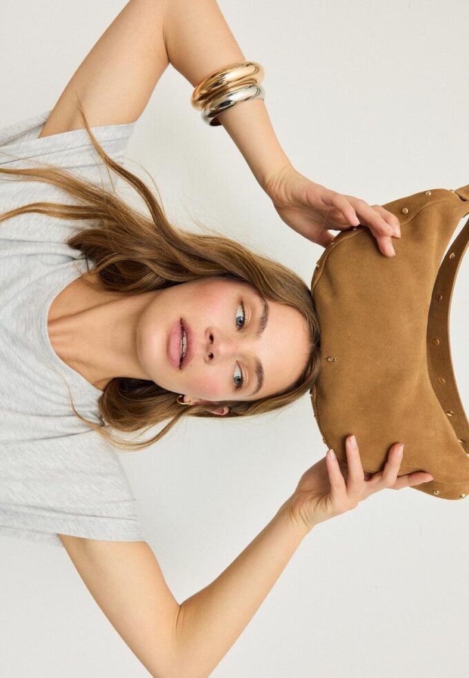 100% Leather Studded Shoulder Bag