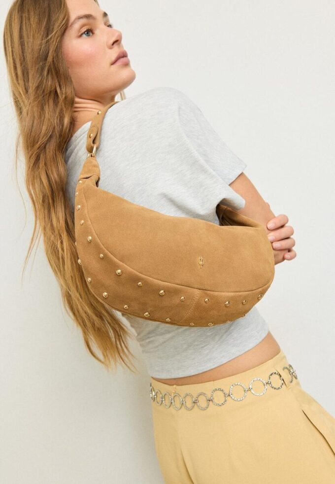 100% Leather Studded Shoulder Bag