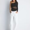 Asymmetric Bodysuit with Sheer Details Asymmetric Bodysuit with Sheer Details