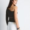 Asymmetric Bodysuit with Sheer Details Asymmetric Bodysuit with Sheer Details