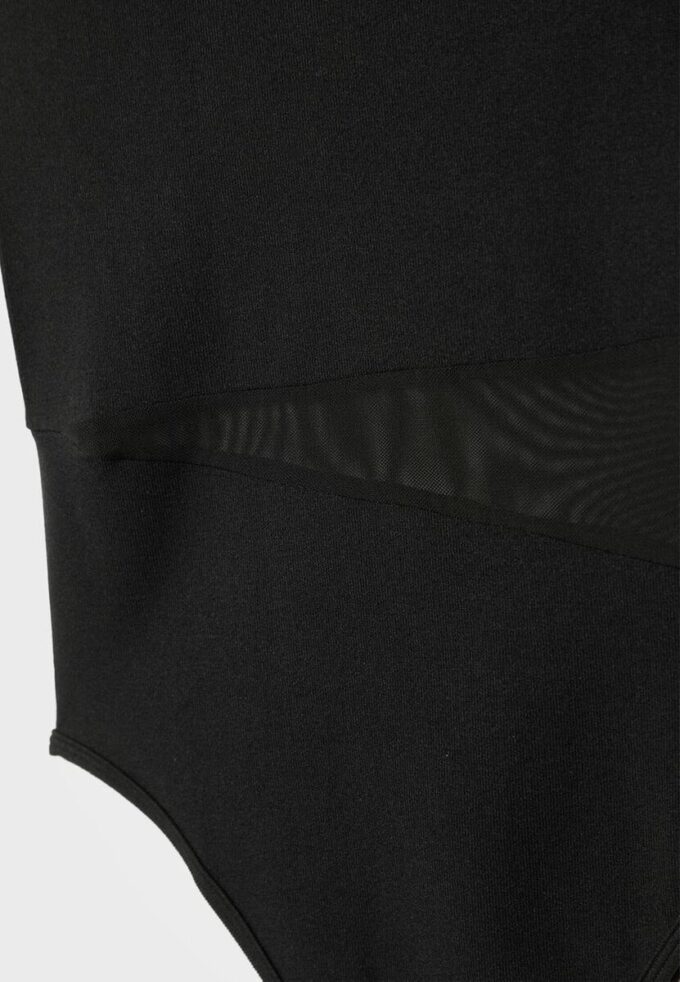 Asymmetric Bodysuit with Sheer Details Asymmetric Bodysuit with Sheer Details