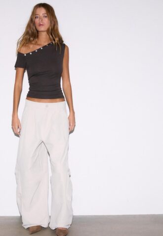 Asymmetric Button T-Shirt