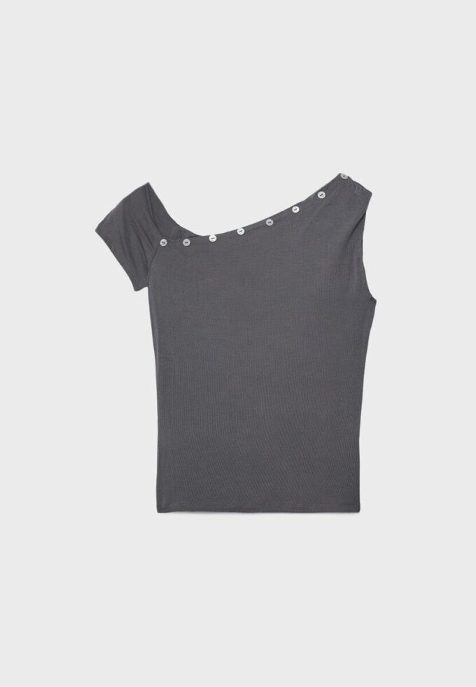 Asymmetric Button T-Shirt Asymmetric Button T-Shirt