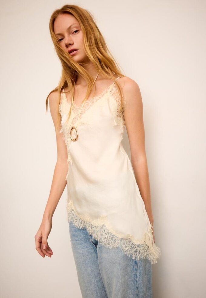 Asymmetric Lace Camisole Top