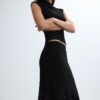 Asymmetric Lace Midi Skirt