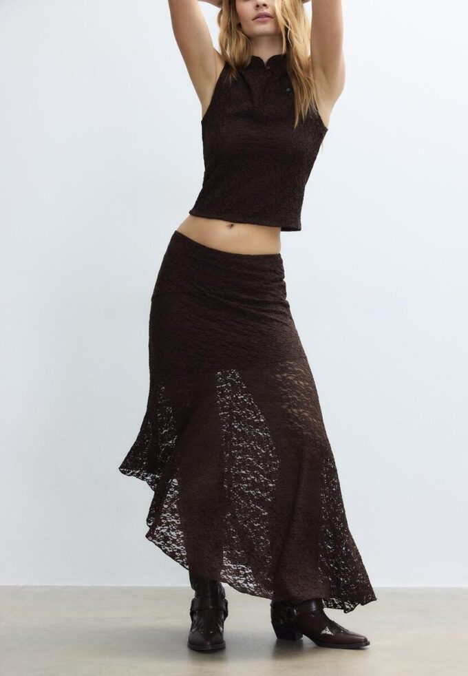 Asymmetric Lace Midi Skirt Asymmetric Lace Midi Skirt