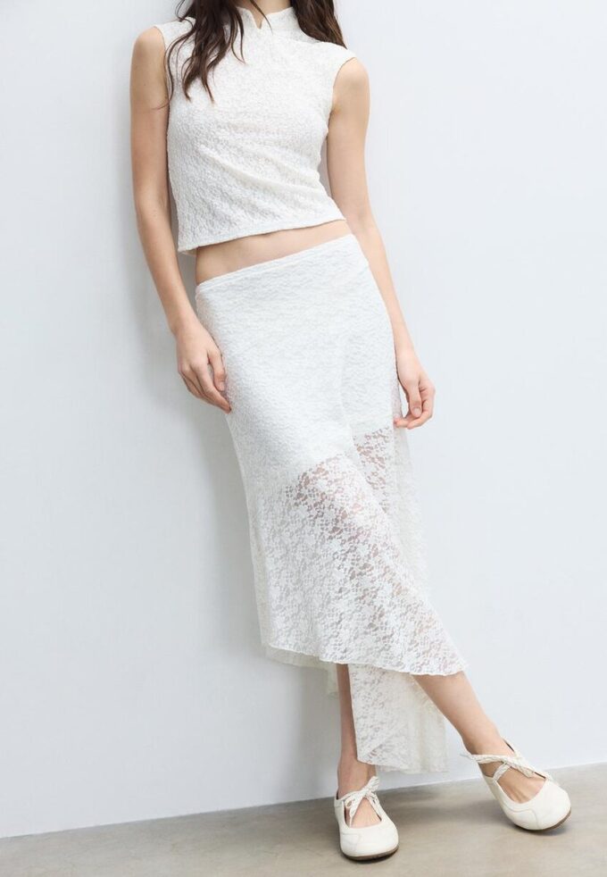 Asymmetric Lace Midi Skirt Asymmetric Lace Midi Skirt