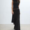 Asymmetric Lace Midi Skirt