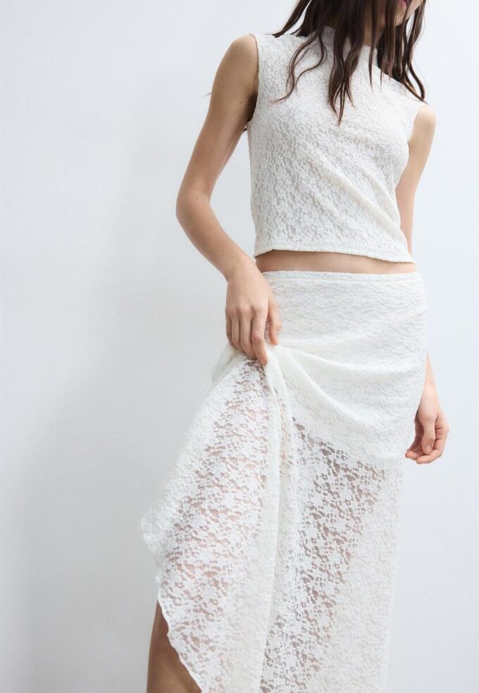 Asymmetric Lace Midi Skirt Asymmetric Lace Midi Skirt
