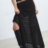 Asymmetric Lace Midi Skirt