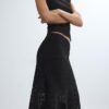 Asymmetric Lace Midi Skirt