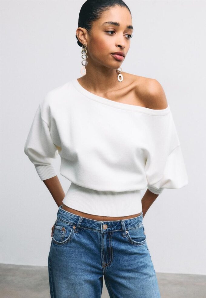 Asymmetric Ribbed Hem Knit Sweater Asymmetric Ribbed Hem Knit Sweater