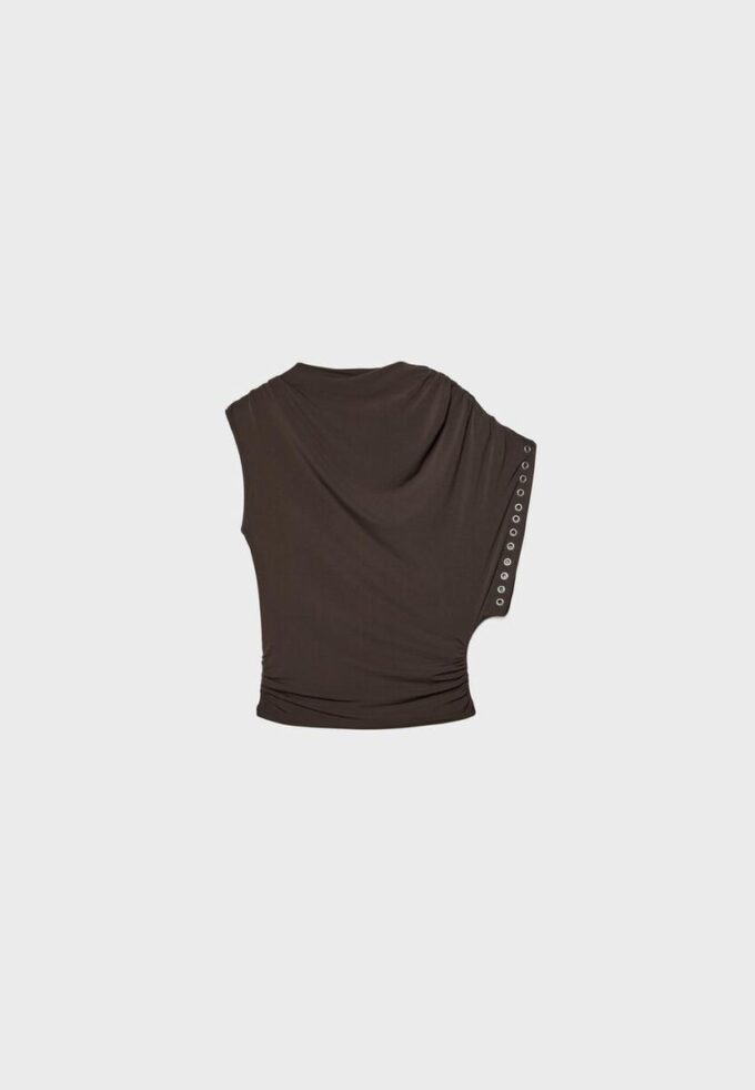 Asymmetric Stud-Detail Sleeveless Top