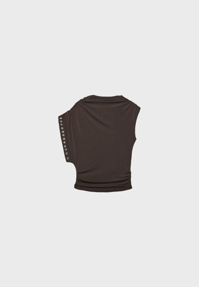 Asymmetric Stud-Detail Sleeveless Top