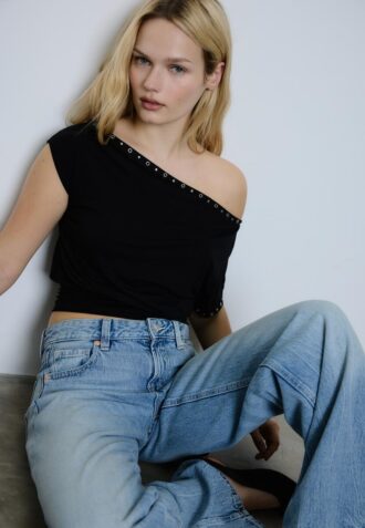 Asymmetric Stud T-Shirt