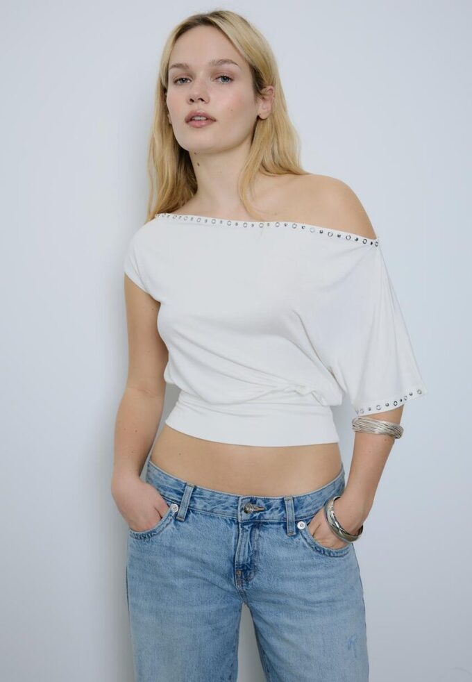 Asymmetric Stud T-Shirt