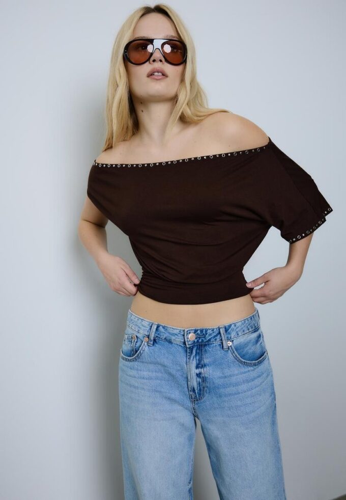Asymmetric Stud T-Shirt