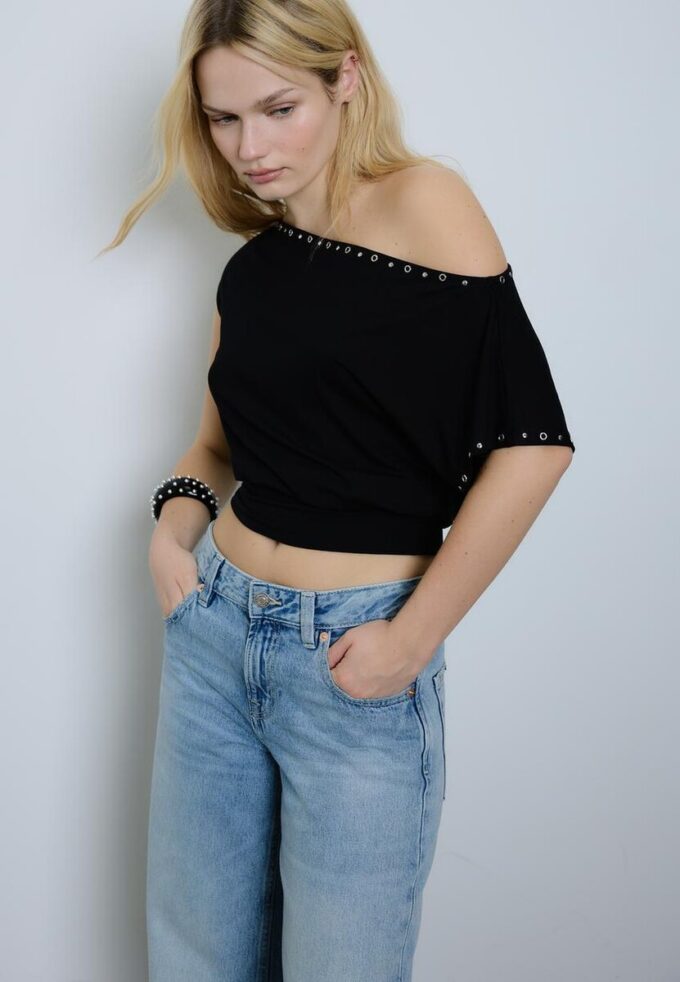 Asymmetric Stud T-Shirt