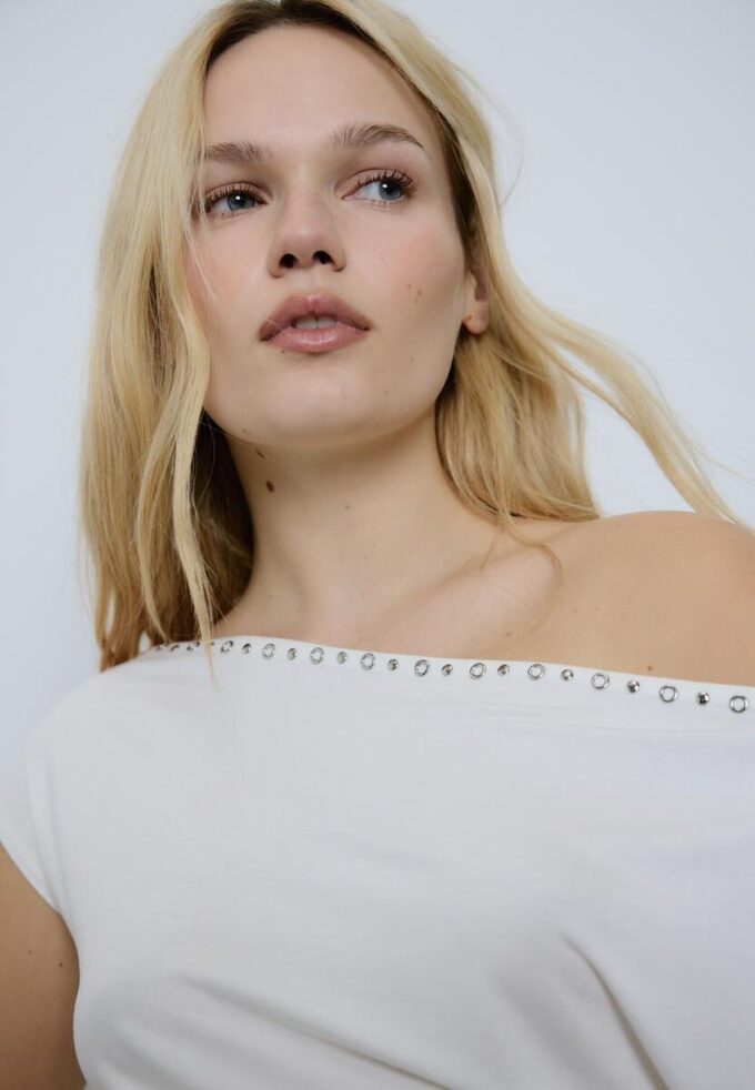 Asymmetric Stud T-Shirt
