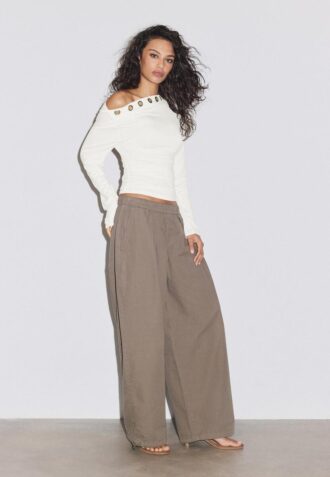 Asymmetric T-Shirt with Eyelets
