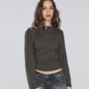 Asymmetric T-Shirt with Eyelets Asymmetric T-Shirt with Eyelets
