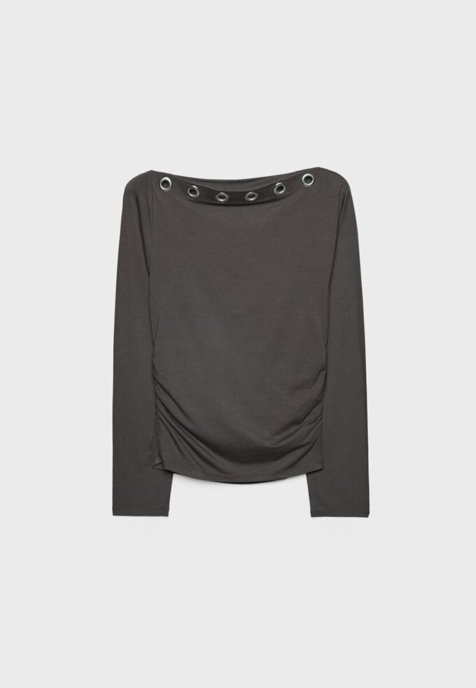 Asymmetric T-Shirt with Eyelets Asymmetric T-Shirt with Eyelets
