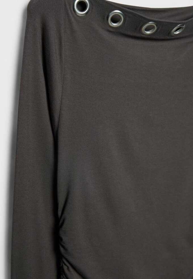 Asymmetric T-Shirt with Eyelets Asymmetric T-Shirt with Eyelets