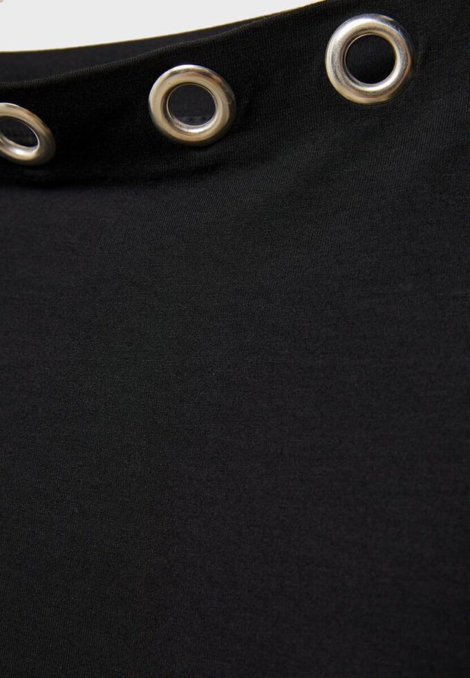Asymmetric T-Shirt with Eyelets Asymmetric T-Shirt with Eyelets