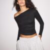 Asymmetric T-Shirt with Gathered Detail Asymmetric T-Shirt with Gathered Detail