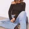 Asymmetric T-Shirt with Gathered Detail Asymmetric T-Shirt with Gathered Detail
