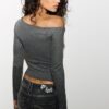 Asymmetric T-Shirt with Gathered Detail Asymmetric T-Shirt with Gathered Detail