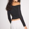 Asymmetric T-Shirt with Gathered Detail Asymmetric T-Shirt with Gathered Detail