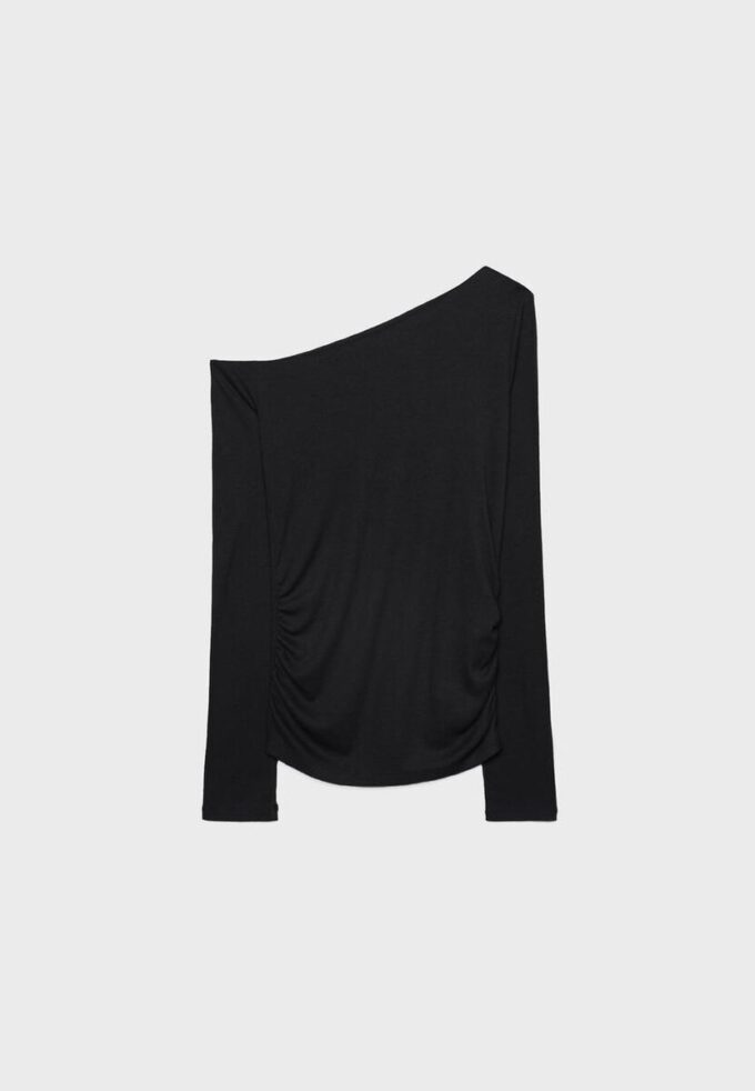 Asymmetric T-Shirt with Gathered Detail Asymmetric T-Shirt with Gathered Detail