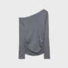 Asymmetric T-Shirt with Gathered Detail Asymmetric T-Shirt with Gathered Detail