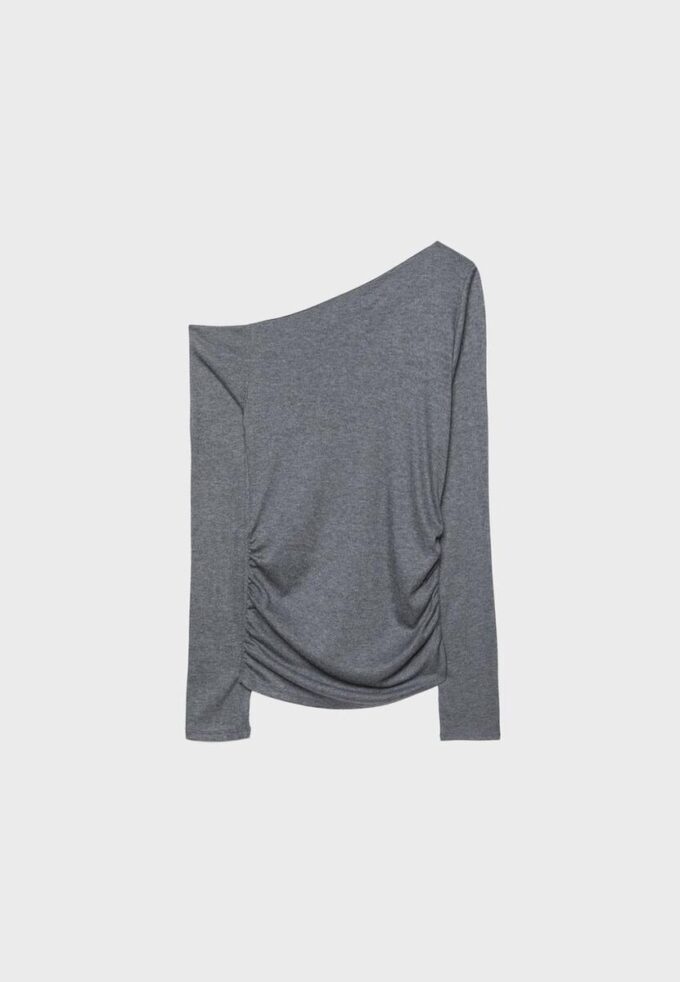 Asymmetric T-Shirt with Gathered Detail Asymmetric T-Shirt with Gathered Detail