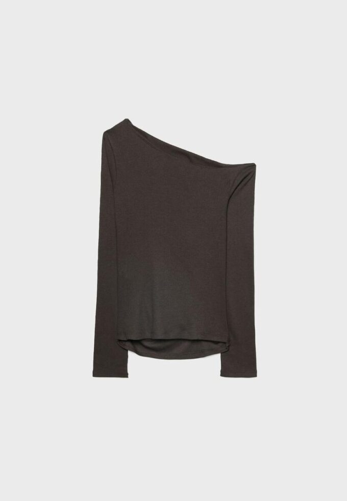 Asymmetric T-Shirt with Gathered Detail Asymmetric T-Shirt with Gathered Detail