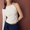 Asymmetric T-Shirt with Metal Buckle Asymmetric T-Shirt with Metal Buckle
