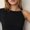 Asymmetric T-Shirt with Metal Buckle Asymmetric T-Shirt with Metal Buckle
