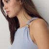 Asymmetric T-Shirt with Metal Buckle Asymmetric T-Shirt with Metal Buckle
