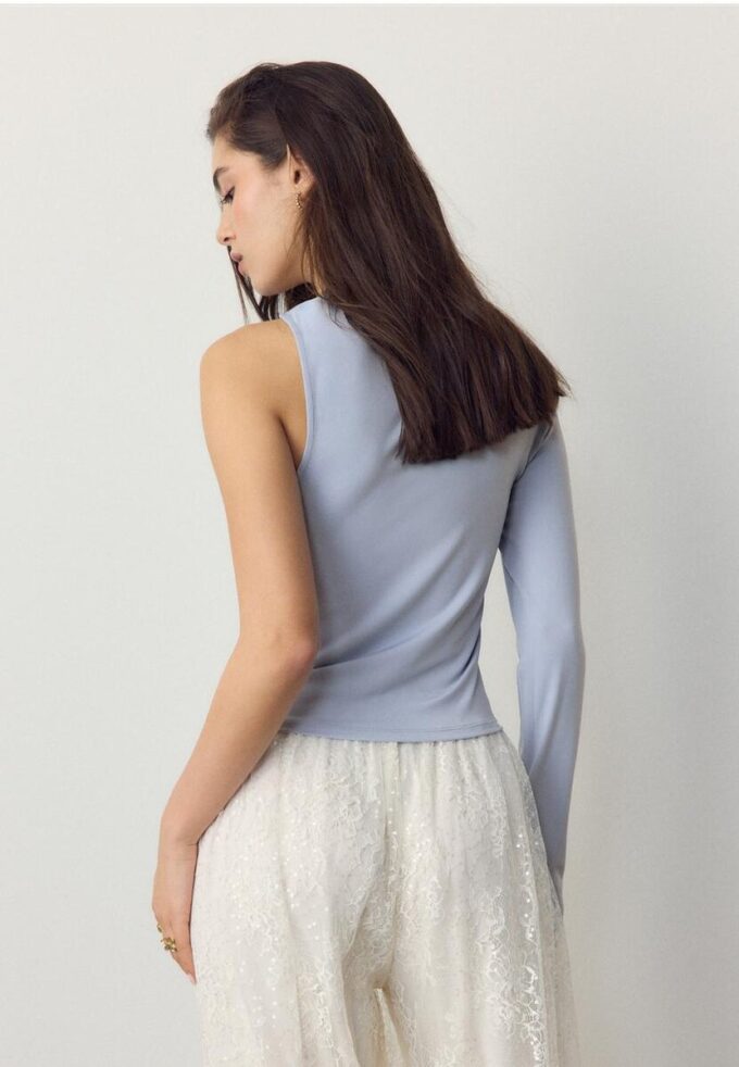 Asymmetric T-Shirt with Metal Buckle Asymmetric T-Shirt with Metal Buckle