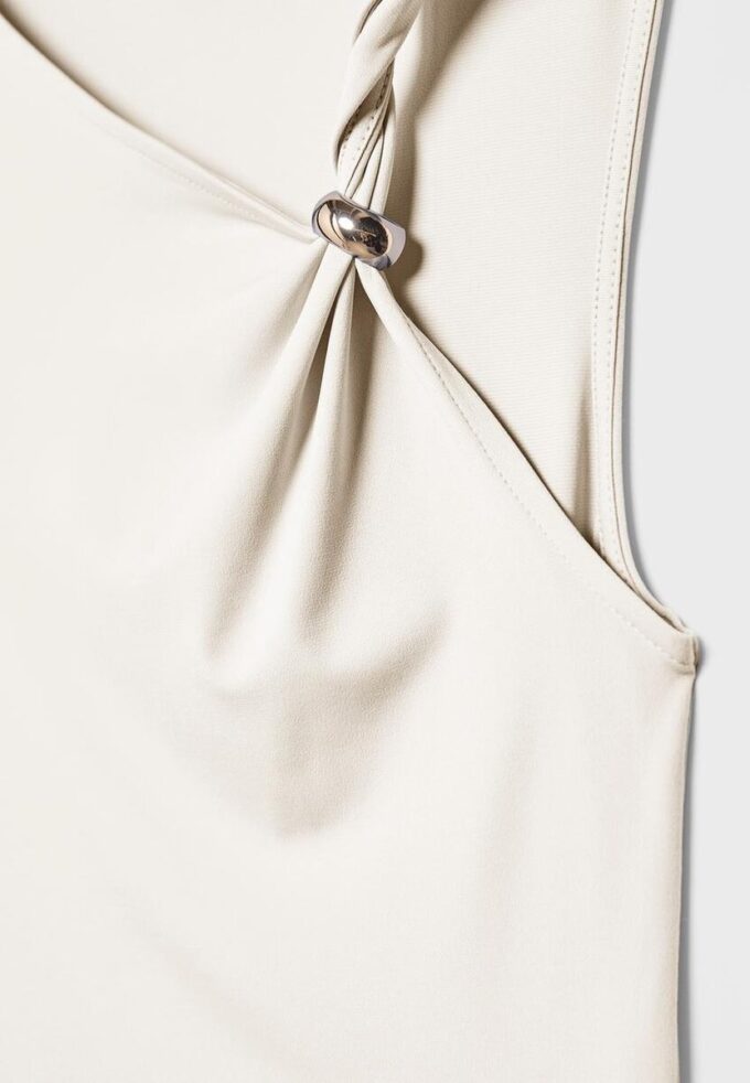 Asymmetric T-Shirt with Metal Buckle Asymmetric T-Shirt with Metal Buckle