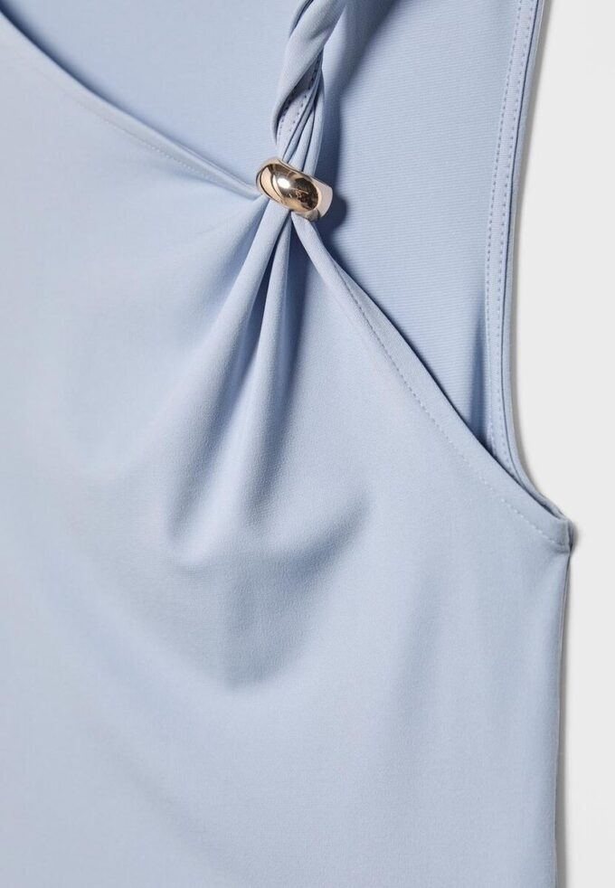 Asymmetric T-Shirt with Metal Buckle Asymmetric T-Shirt with Metal Buckle