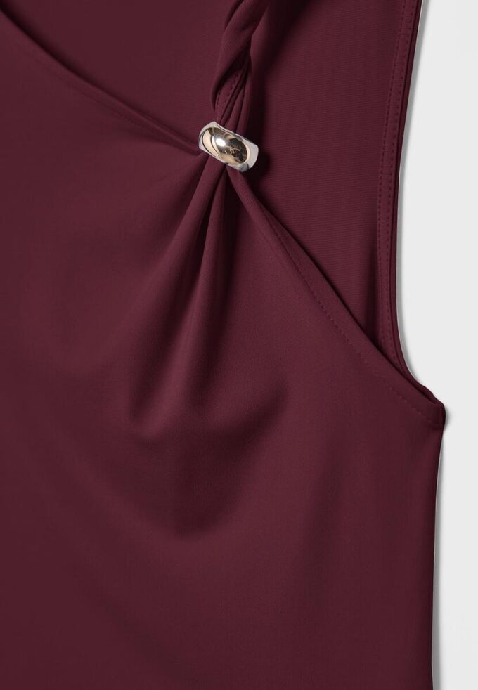 Asymmetric T-Shirt with Metal Buckle Asymmetric T-Shirt with Metal Buckle