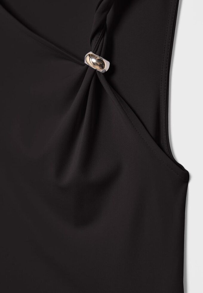 Asymmetric T-Shirt with Metal Buckle Asymmetric T-Shirt with Metal Buckle