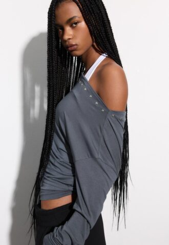 Asymmetric T-Shirt with Studs