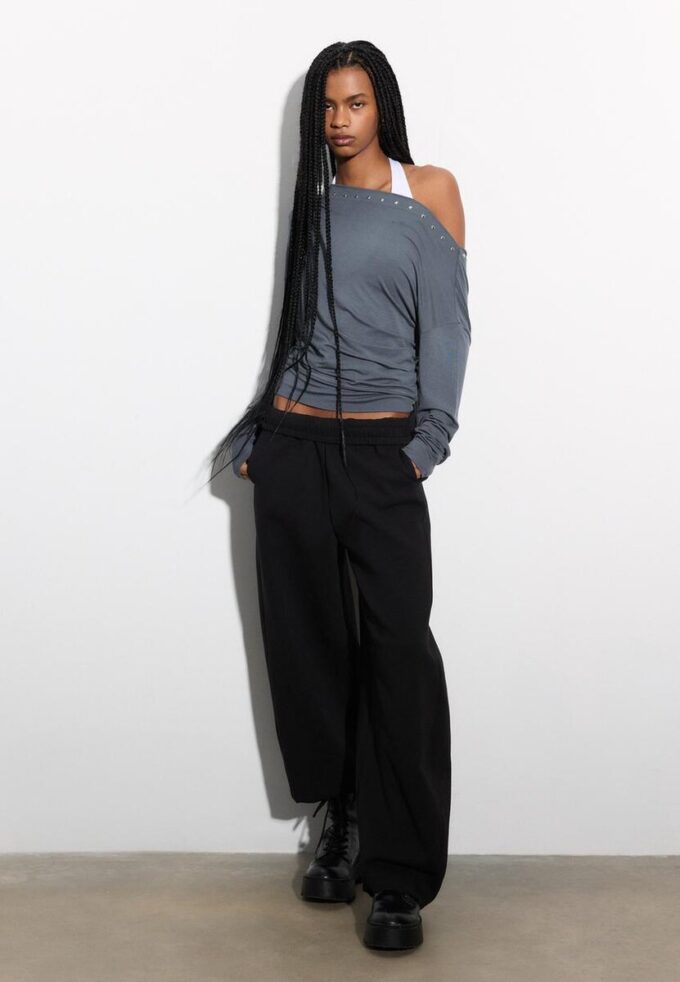 Asymmetric T-Shirt with Studs
