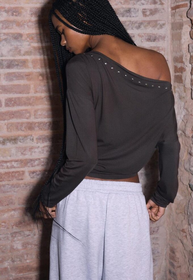 Asymmetric T-Shirt with Studs