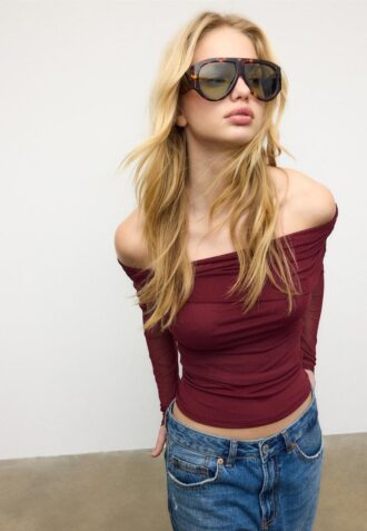 Asymmetric Tulle T-Shirt