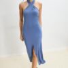Backless Halter Midi Dress