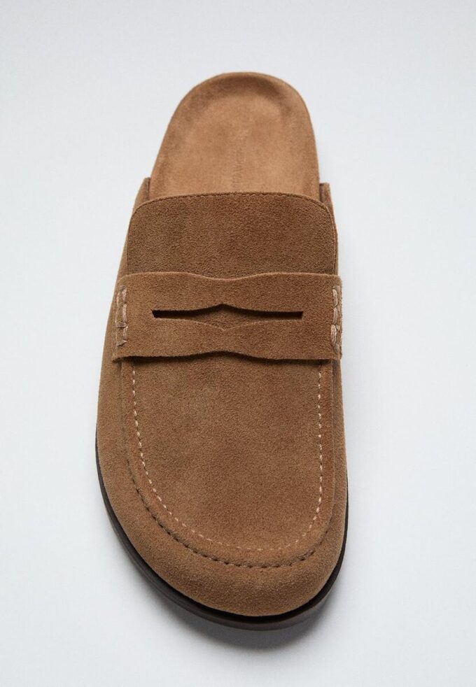 Backless Leather Loafer Clogs